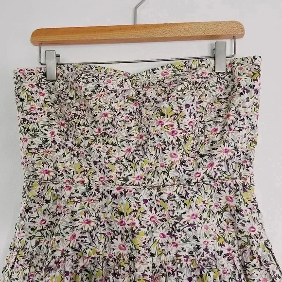 Y2K J Crew Strapless Ruffle Tiered Mini Dress Coquette Boho Chic Women's Size 6 - Picture 2 of 6